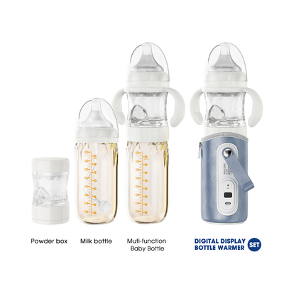 زجاجة رضاعة بحليب الأم من الزجاج للأطفال من ODM 240 مل 3 في 1 مع موزع التركيبة
