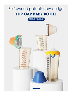 Baby Triangle 8 Oz 240ml BPA Free Feeding Bottles Anti Colic Flip Flip Neck واسعة