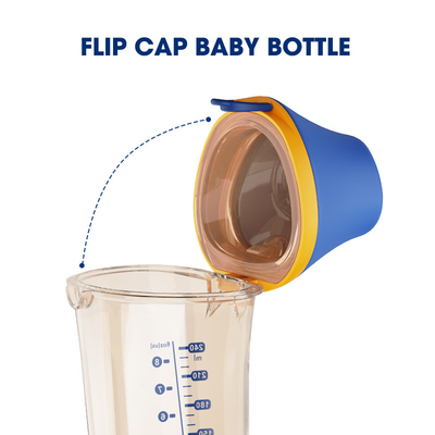 زجاجة رضاعة مثلثة PPSU ذات غطاء قلاب ، زجاجات رضاعة متوسطة التدفق خالية من مادة BPA
