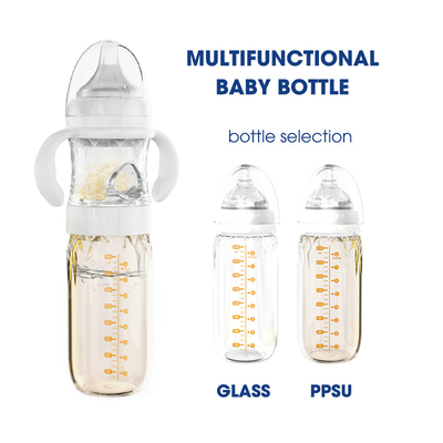 زجاجات حليب الأطفال ذات الخلط الذاتي المستقيمة 240 مل زجاجات تخزين الحليب ذات العنق الواسع