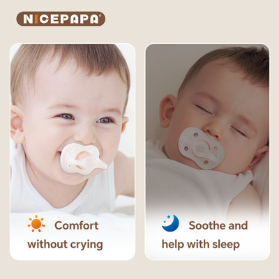 NICEPAPA COMPANION مصاصة خالية من BPA ضغط الهواء ضبط الذاتي 6 أشهر مع صندوق تخزين مصاصة