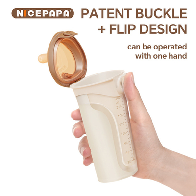 NICEPAPA FLIP-CAP الصلبة الخالية من BPA الصف الغذائي سليكون زجاجة الطفل المكعب المقياس سهلة القبض (ثقب عبر M)